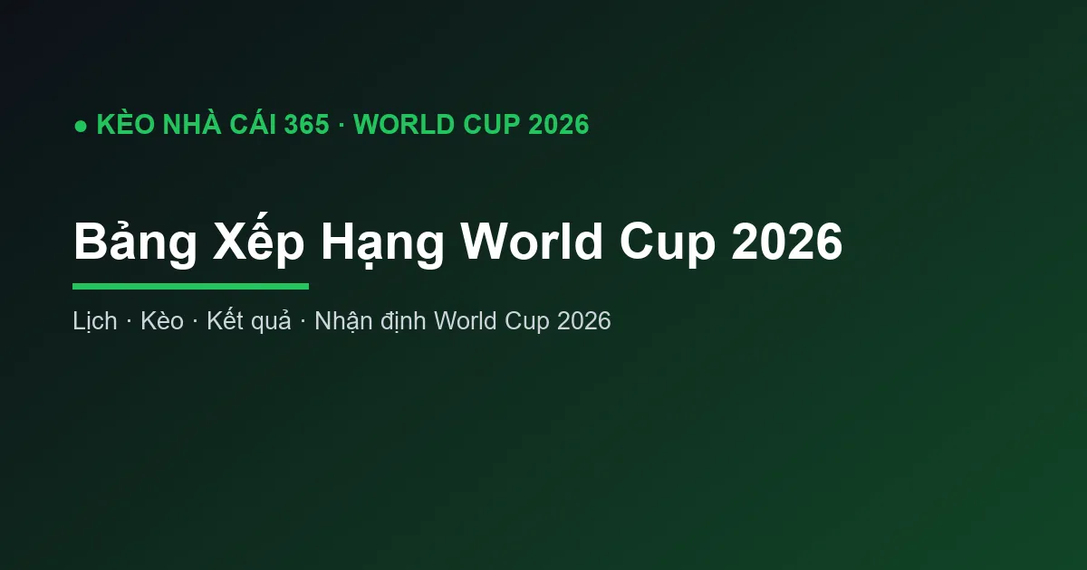 Bảng Xếp Hạng World Cup 2026: BXH Các Bảng Đấu